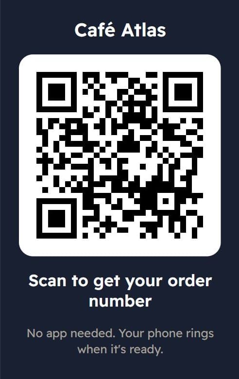 Counter QR code on the TV: scan to get your order number